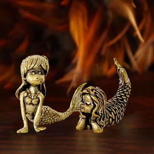Figurilla Estatua Sirena Metal Cobre Decoración Mini miniatura 4
