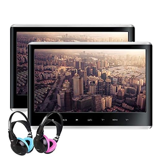 XTRONS Dual Car DVD Players 11.6 Inch IPS Screen Portable Car Headrest CD Player with 2 Children Wireless Headphones Support 1080P Video, HDMI, USB/SD, AV in/Out, Region Free, IR/FM, 32 Bits Game