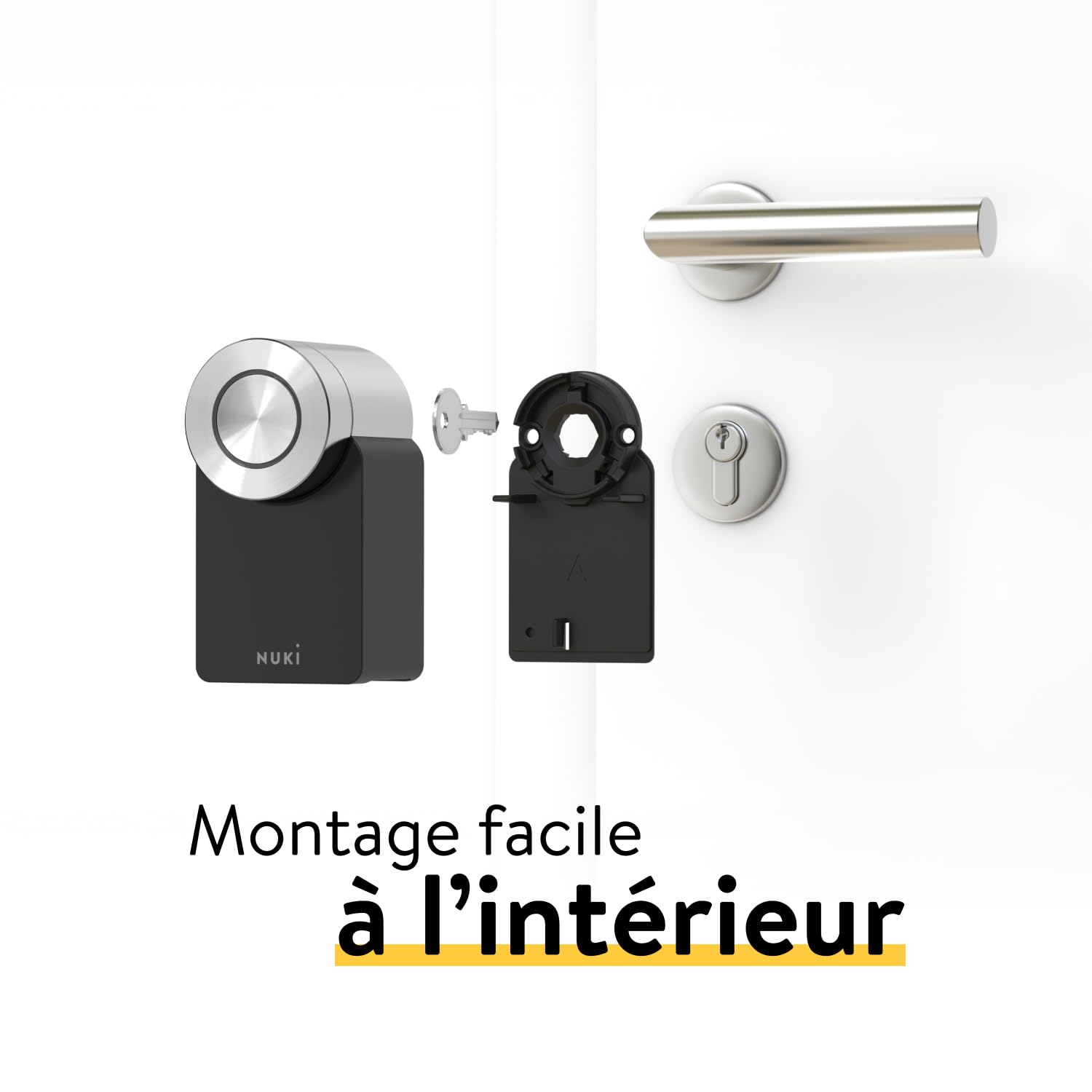 Nuki Smart Lock Pro (4è génération), Serrure Smart avec avec Wi-FI et Matter pour accès à Distance, la Serrure électronique transforme Votre Smartphone en clé, avec Power Pack, Noir