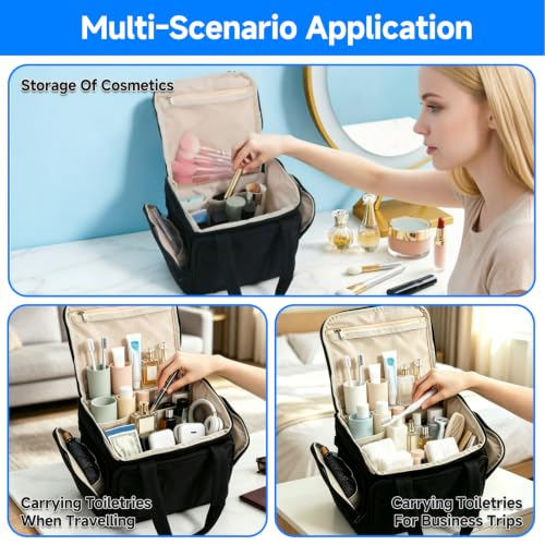 Trousse de Toilette Femme Voyage, Sac de Rangement Maquillage Imperméable avec Poignée, Grande Capacité, Trousse Multi-Poches pour Articles Toilette et Accessoires – Image 7