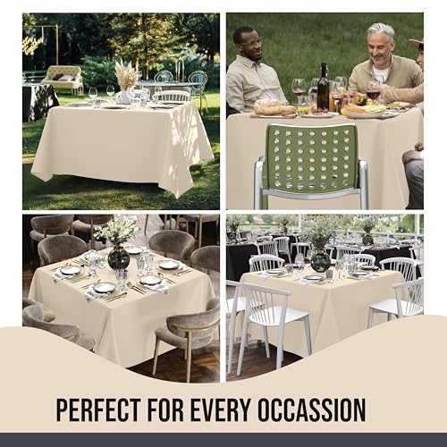 Party Solids 12-Pack Ivory Square Plastic Disposable Tablecloth – Size: 85 × 85 Inches – Square Table Cover for Parties, Picnics & Formal Events by Party Solids - Used condition - Image 4