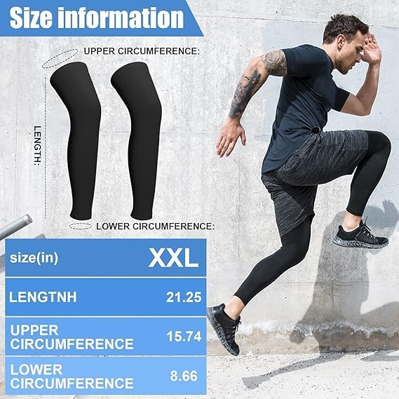 3 Pairs Leg Sleeves,Full Length Leg Compression Sleeve,Sports Leg Knee Sleeve with Anti Slip Silicone Strips - Image 2