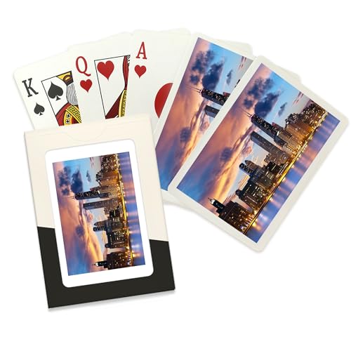 Lantern Press Naipes Poker Chicago Skyline Sunset