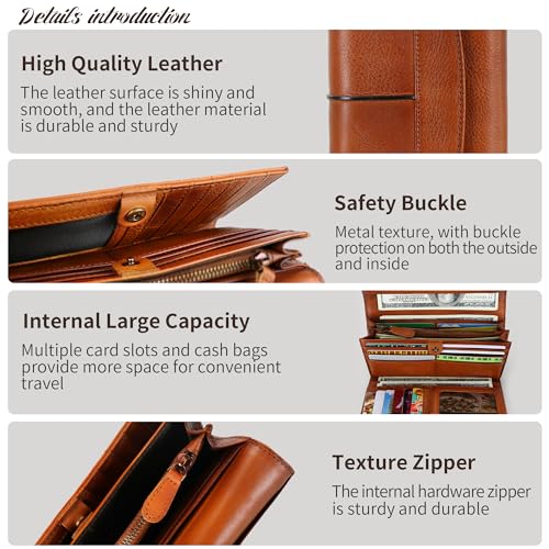 LETEULO Womens Leather Wallets Handmade Ladies Clutch Wallet Organizer Card Holder3
