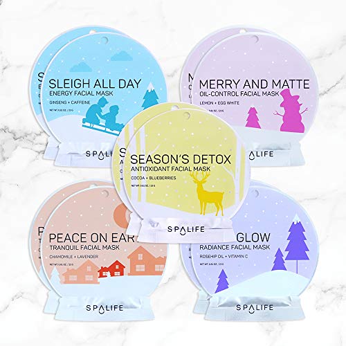 Spa Life Snow Globe Holiday Facial Masks 10 pack