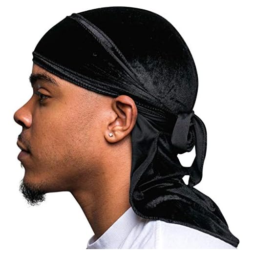 Veeta Superior Velvet Durags (Multiple Colors) - Soft Velvet Fabric | Silky Liner | Long Straps Black