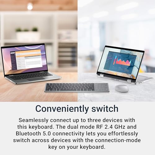 Dell KB740 Compact Multi-Device Wireless Keyboard – Dual Mode RF & Bluetooth 5.0, Full-Size Layout, Quiet Typing, Long Battery Life, Secure AES-128 Encryption, UK QWERTY Layout – Titan Grey - Image 3