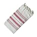 Dandelion - Ivory Basic Pattern - Naturally-Dyed Cotton Turkish Towel Peshtemal - 71x39 Inches - Red