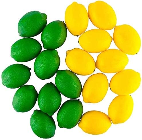 Toopify 20 PCS Artificial Lemons and Limes Fake Fruit Lemons Artificial Lifelike Simulation Lemon for Home House Kitchen Party Decoration, 3'' X 2''