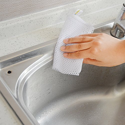 Sunland Netted Dish Cloths For Washing Dishes No Odor Dishes Scrubber For Kitchen-Fast Drying And Easy To Clean Mesh Dishes Cloth 6 Pack 12Inch X12Inch White #TOP5