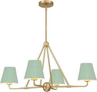 Crystorama Xavier 4 Light Vibrant Gold + Green Chandelier