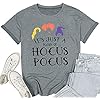 Hocus Pocus T-Shirt Funny Halloween Teacher Graphic Tee Shirt for Women Short Sleeve T Shirts Gray
