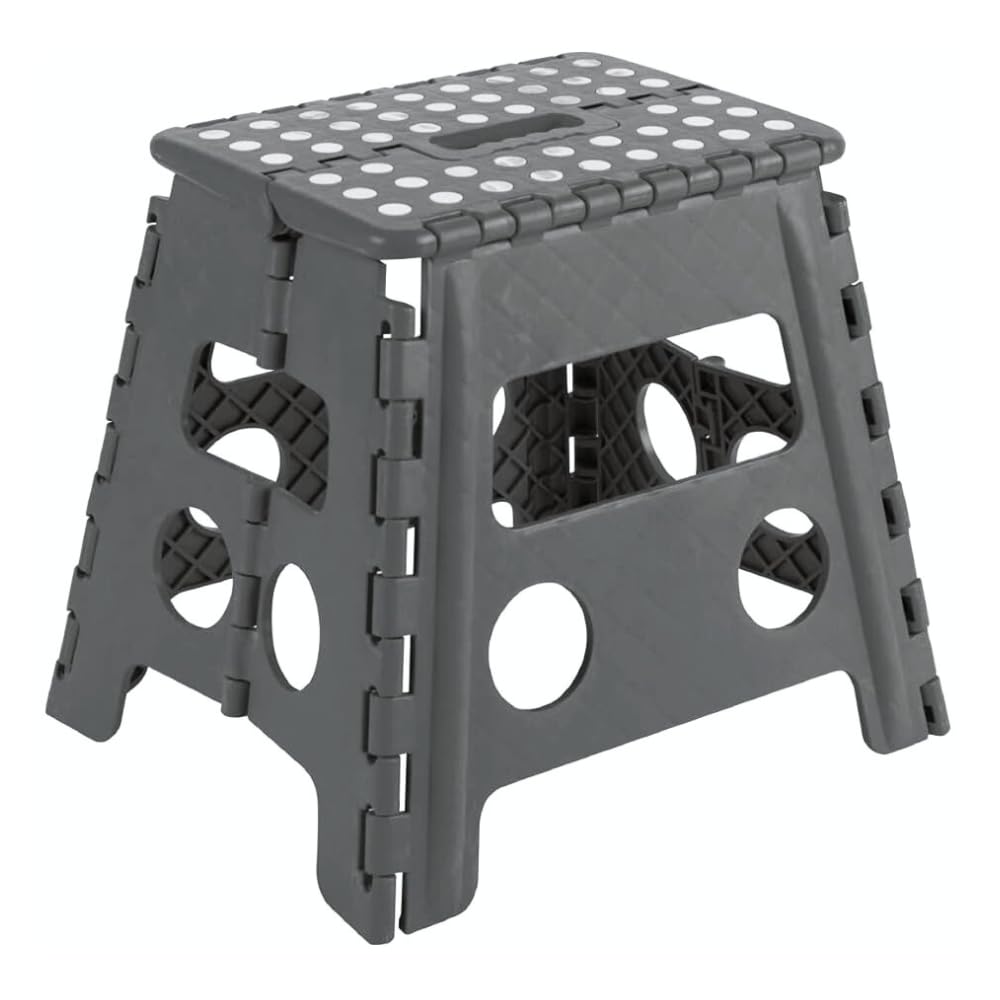Taburete Plegable Multiusos Avalon Fabricado en PVC Resistente y Duradero para hogar, Escuela o guardería, Color Gris, banqueta baño, Escalera Plegable pequeña (Gris, 32 x 35,6 x 30)