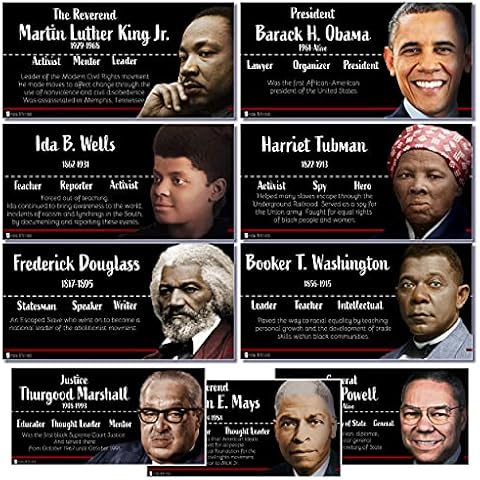 Black Heroes Poster bulletin board set, 9 charts pack Laminated thick 3 mil (9"x19") Young N Refined Cover
