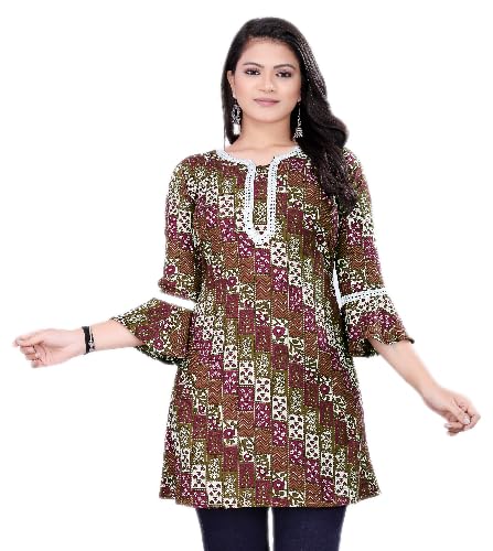 shree aksharam trends Aksharam Trends Presents Printed Rayon Fabric Tunic with Lace Boarder Pattern (AK-1330 R Tunic Lace Boarder Red M)-picture-38