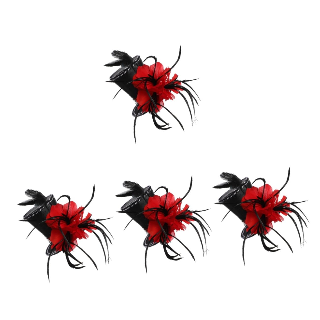 4stücke Top Hat Haarreif Mit Federn Zylinderhut Für Halloween Kostümparty Cosplay Accessoire Für Damen Und