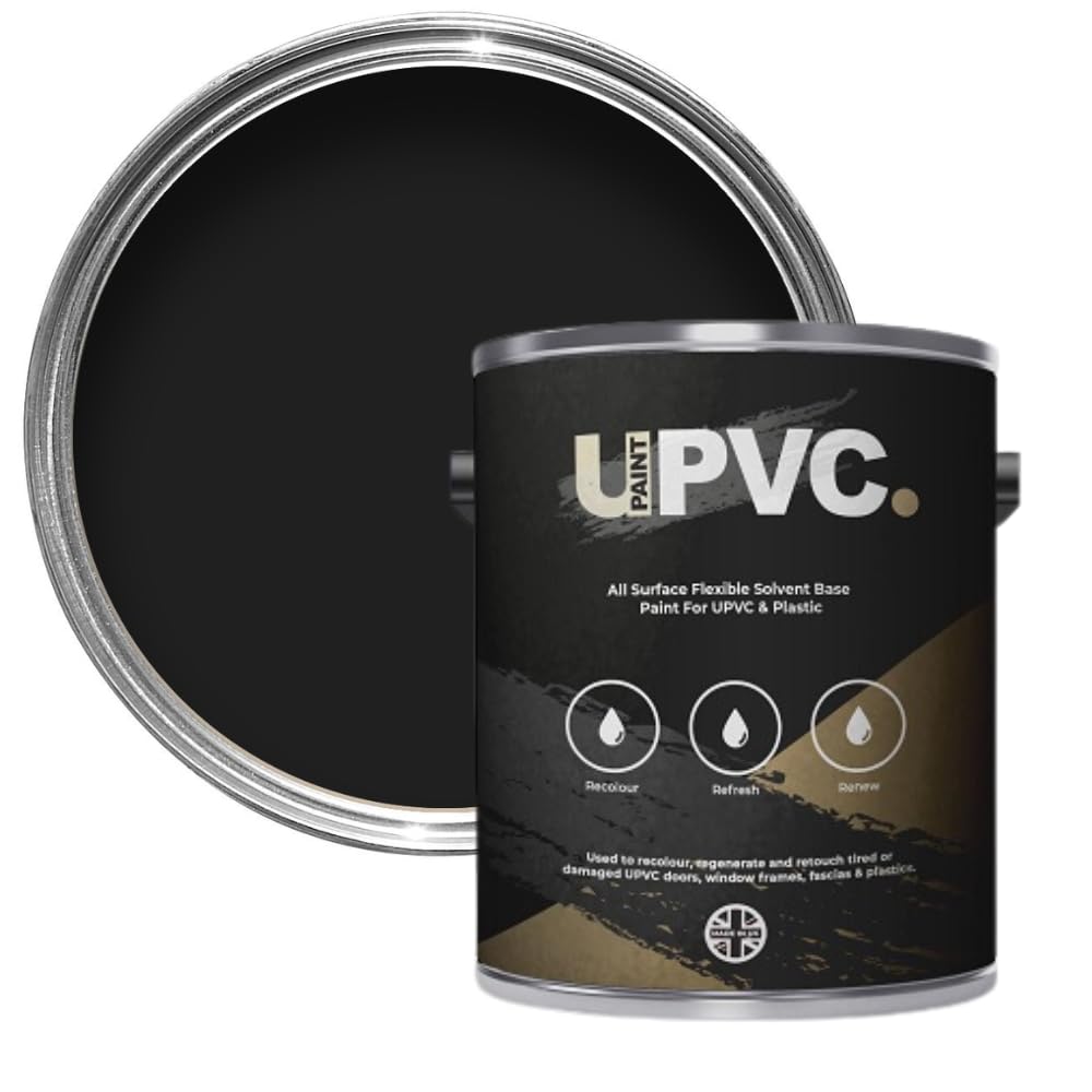 upaintpvc - All-In-Once UPVC Plastic Paint - Windows - Doors - Frames - Conservatories - Fascia - Downpipes - Guttering | Gloss Finish - 2.5Litre (Black)