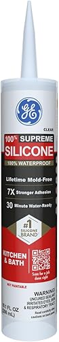 GE Sealants & Adhesives M90006 Supreme - Sellador de silicona para cocina y baño, 10.1 onzas, transparente