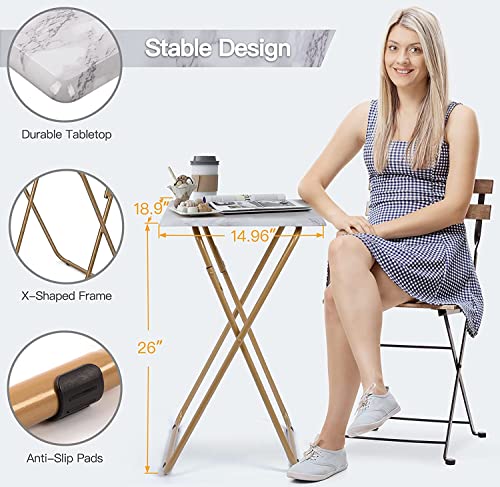 Huanuo Folding Tv Tray Table -Stable Tray Table With No Assembly Required, Tv Dinner Tray For Eating, Foldable Snack Tables For Bed & Sofa (Marbling) #TOP5
