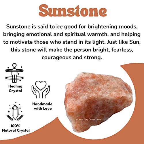Image of Amazing Gemstone 2 Pieces Sunstone Raw Crystals and Healing Stones, Natural Rocks for Tumbling and DIY Raw Stones and Crystals