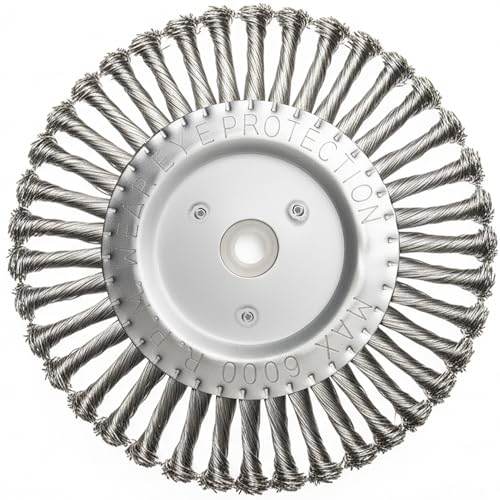 Image of 8 Inch Stainless Steel Twisted Wire Wheel for Bench Grinder with 1 /2-Inch and 5 /8-Inch Arbor, .02 inch Stainless Steel Wire