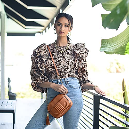Image of EVVE Quilted Crossbody Bags for Women - Stylish Camera Bag with Tassel - Lightweight Medium Size Shoulder Purse