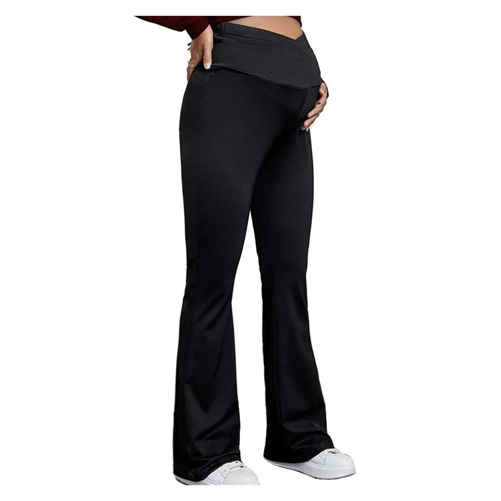 Pantalones de Maternidad de Verano de Seda Helada, Ropa de Maternidad de Verano, Pantalones de Pierna Ancha, Ropa Exterior Fina, Pantalones Plisados ​​Sueltos(XL)