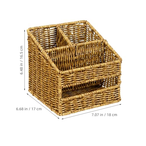 Panier de rangement marron compartimenté bac de stockage PP gain de place armoire - 3