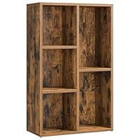 VASAGLE Bücherschrank, Bücherregal, mit 5 Fächern, Büroregal, Würfelregal, Standregal, für Wohnzimmer, Schlafzimmer, Büro, Kinderzimmer, vintagebraun LBC025X01