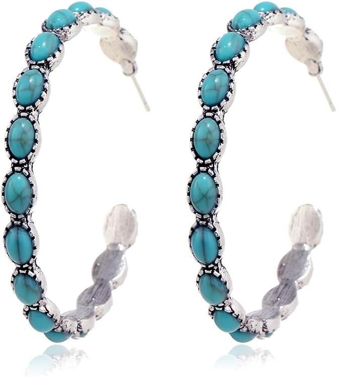 Turquoise Bohemian Metal Hoop Fashion Earring
