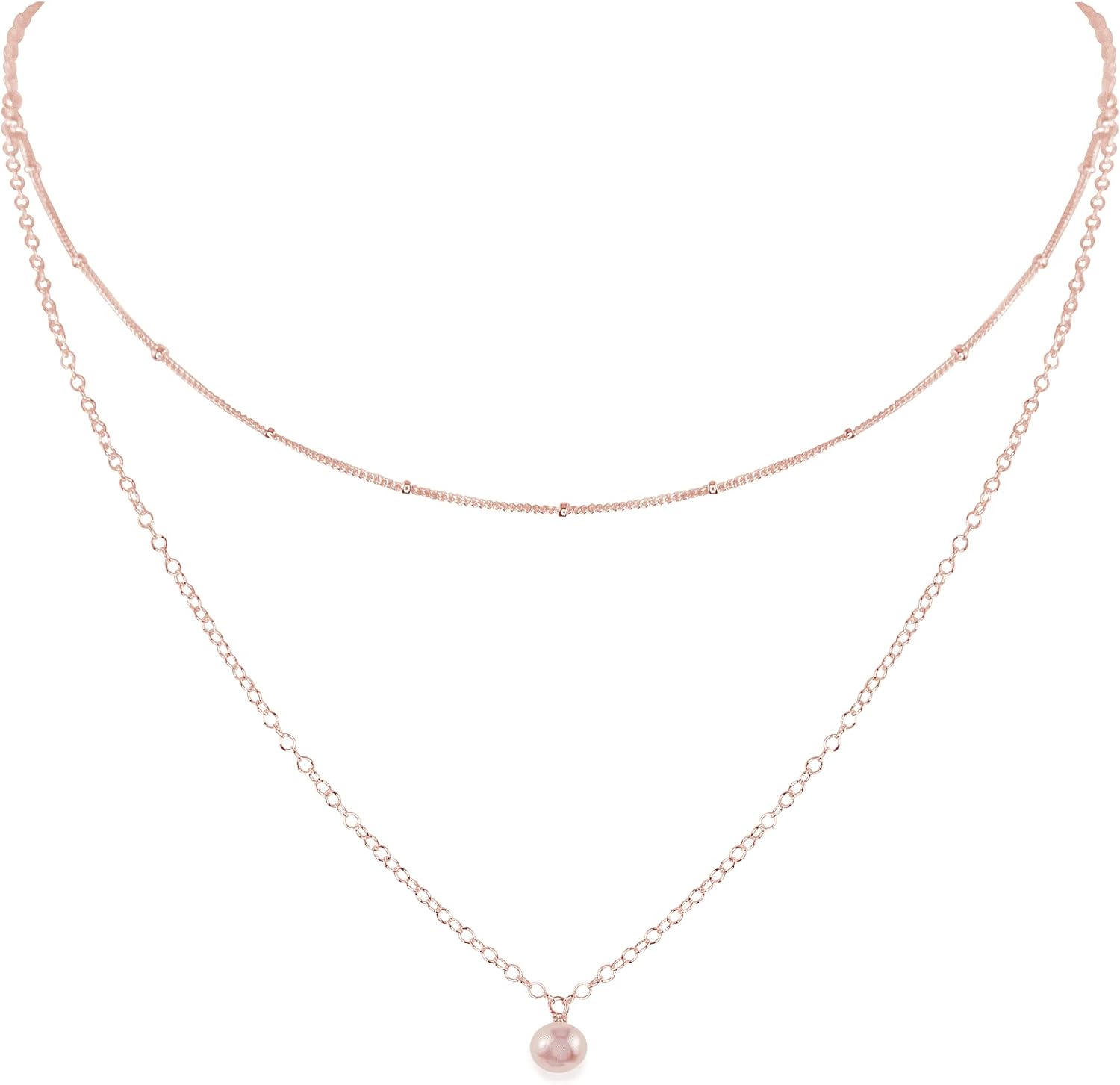 Luna Tide Freshwater Pearl Layered Choker in 14k Rose Gold Fill