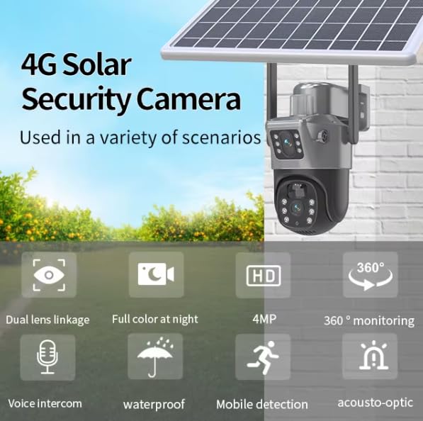 Image of securinnov 6MP Solar Powered 4g PTZ Security Camera with Dual Lens | 360 Rotation Pan Tilt | Color Night Vision| Weather Resistance CCTV Camera | Wireless Dual Lens Solar Camera with Mobile App