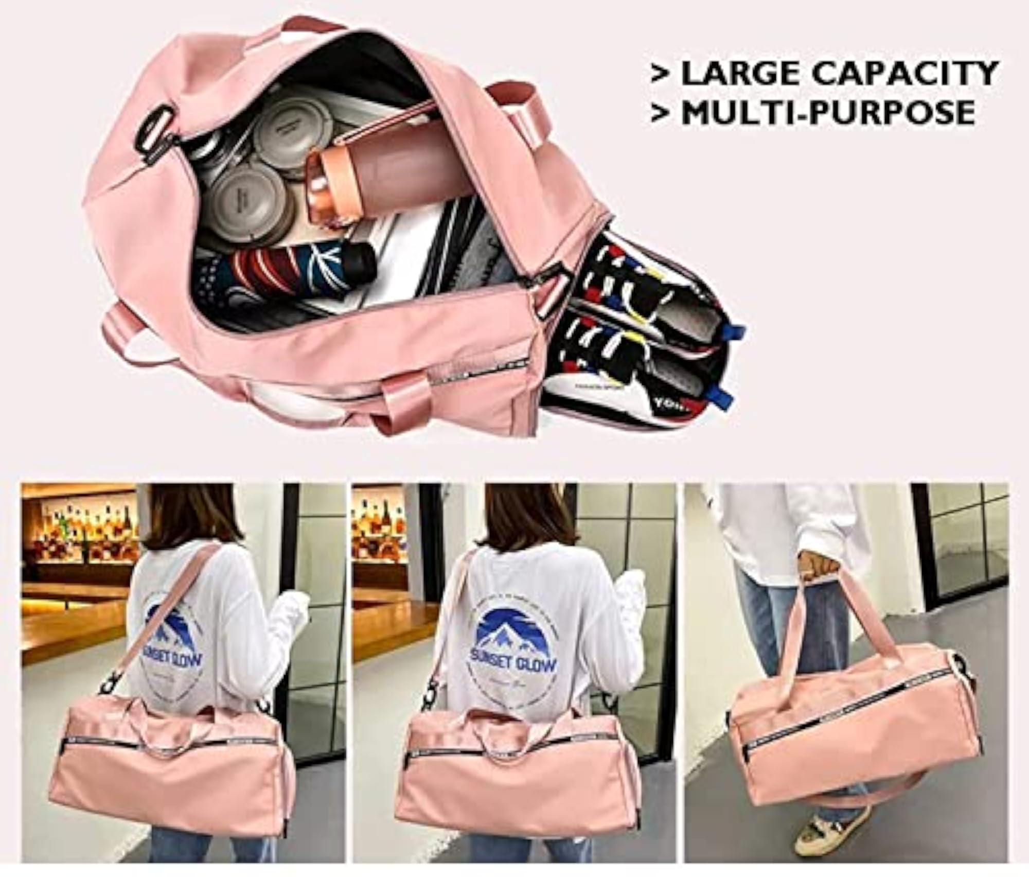 Dry & Wet Separation Travel Gym Bag with Shoe Compartment