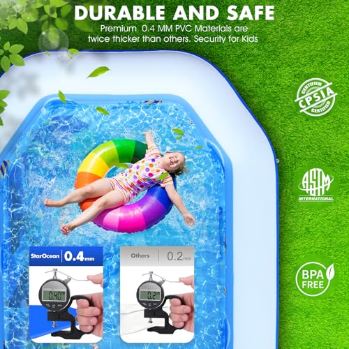 image for StarOcean Inflatable Pool with Canopy, Large Inflatable Swimming Pool 