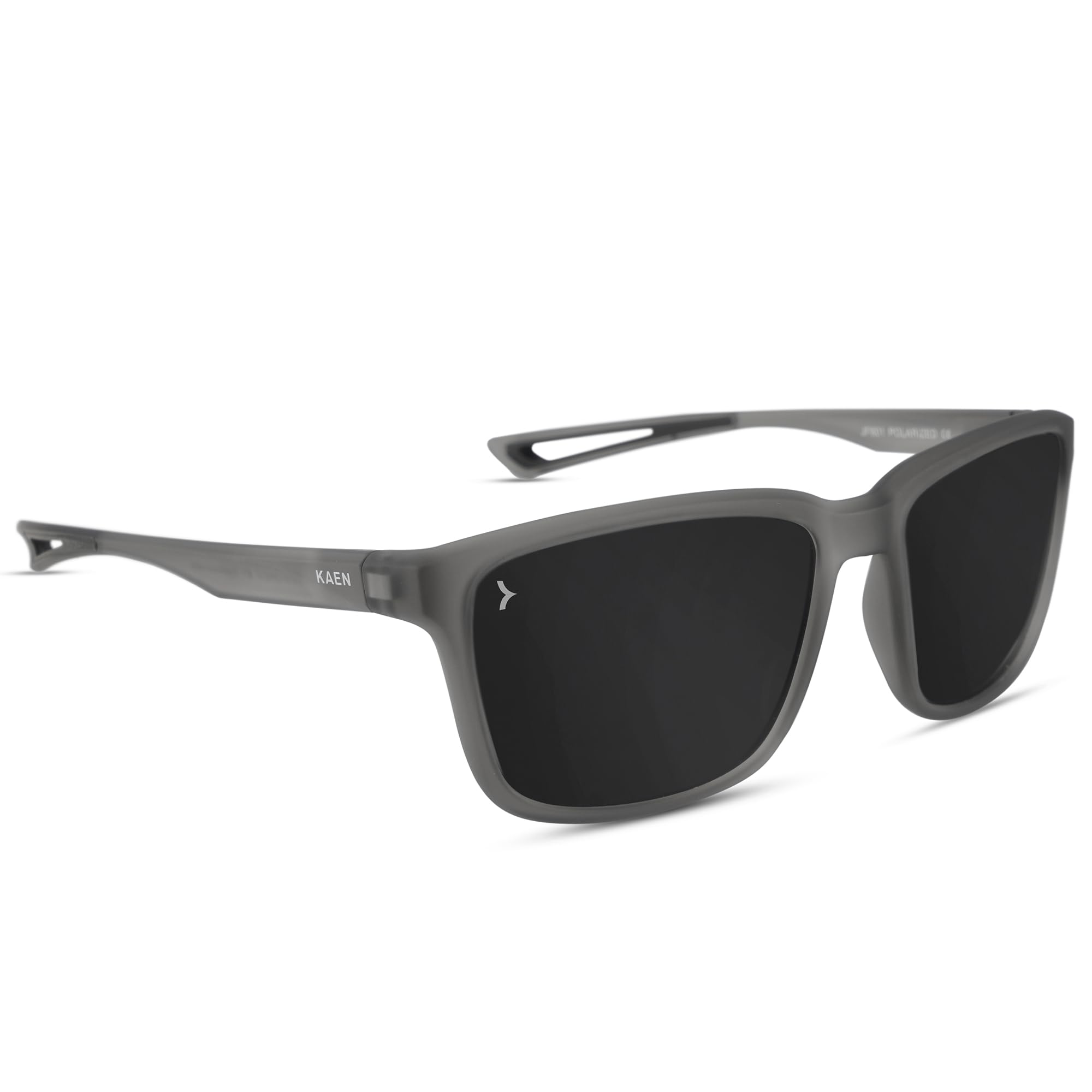KAEN | Polarized Full Rim Sports Rectangular Branded Stylish Sunglasses For Men & Women | 100% UV Protection Shades | Cricket Sports Cycling Driving | Black Lens | Medium-image-4