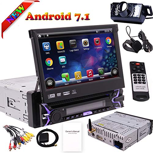 Individual 1 DIN Android 7.1 Quad Core de la Radio de Coche estéreo de 7 Pulgadas de Pantalla táctil capacitiva de Alta definición 1024x600 de navegación GPS en el Tablero de Bluetooth USB SD de DVD