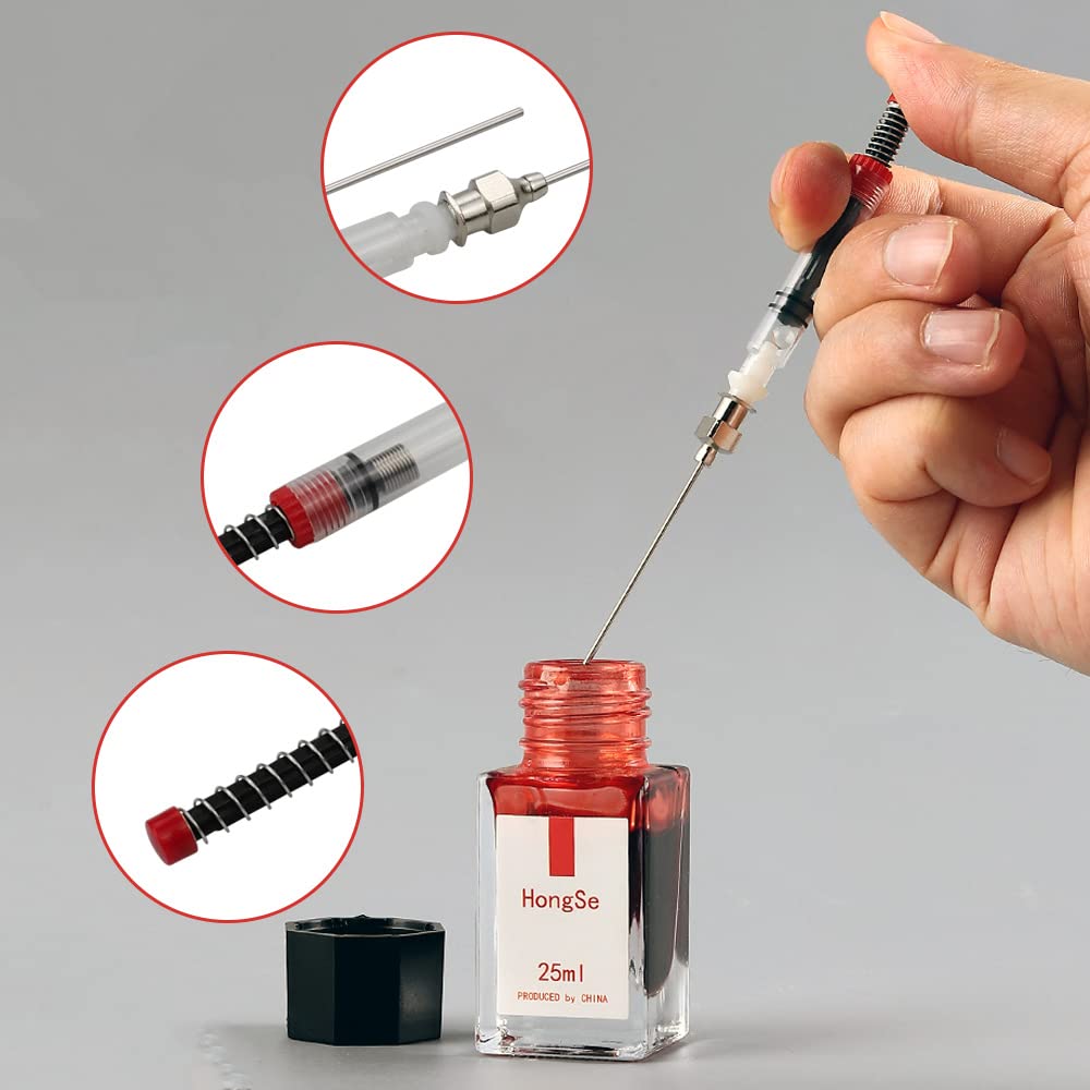Lot De 6 Remplisseurs Seringues Pour Stylo Plume – Pointe Émoussée Amovible – Recharge Encre Facile Et Propre