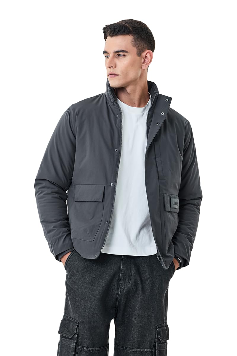 snitch Men Casual Jacket | Regular Fit High Neck Solid Style Full Sleeve | 100% Polyester & Lightweight Insulated Design For Winter Wear & Everyday Use-picture-16