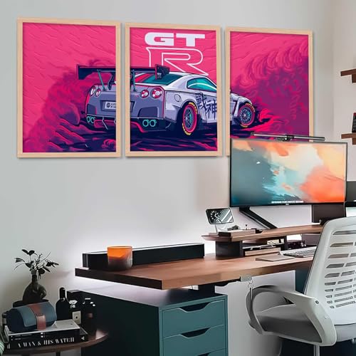 Image of TASVEE Car wall posters | set of 3 wall frames | posters for wall | Wall Decoration for Bedroom, Living Room & Office | Best Gift for Boys & Car Lovers (A6, LARGE 13X17, Framed)