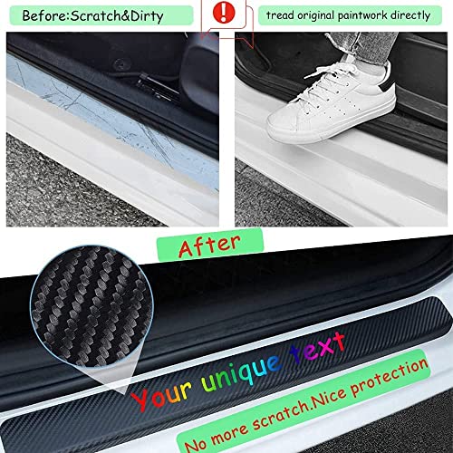 Car Door Sill Protector Custom Text/Logo Decal Carbon Fiber Sticker Entry Guard Universal 4D Vinyl Decorative Anti-Scratch #TOP4