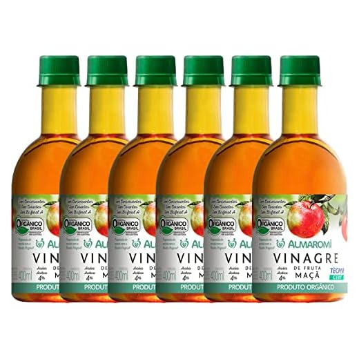 Kit 6 Vinagre Maça Orgânico Acidez Acética 4% Almaromi 400ml