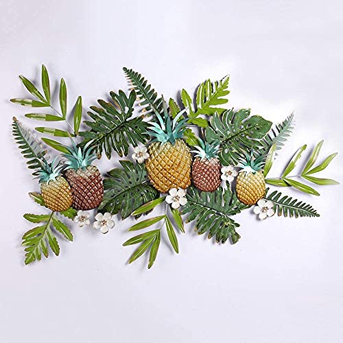 Xzgden Wall Decorations, Metal Wall Art Sculpture,Mediterranean Style Tropical Pineapple/Leaf/Flower Pictures Wall Decoration Wall Hanging,124.8X5.7X80Cm #TOP1