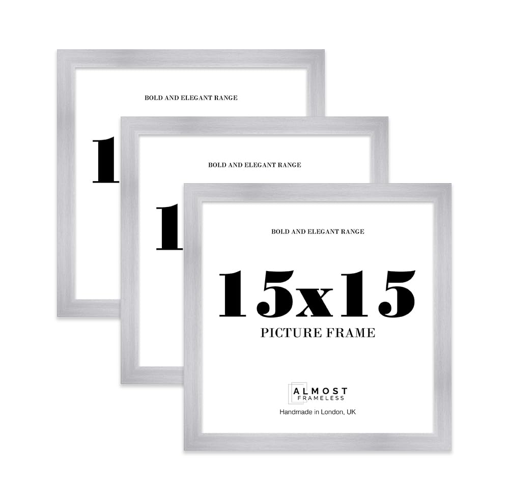 15x15 Photo Frame, Display 15x15" Pictures (22.9 x 15.2cm) Picture Frame for wall Display - Silver - 3 Pack