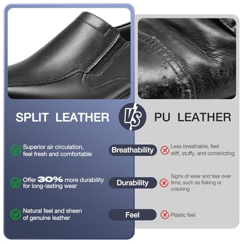 HEEZ Mens Loafers, Split Leather Oxford Dress Shoes for Men, Formal Casual Business Shoes2