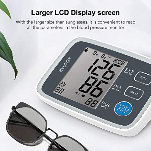 Blood Pressure Monitor, HYLOGY Upper Arm BP Monitor Cuff 8.7 to 12.6 Inch, Large Screen Display and 2 Users Mode 2 * 90 Memory Storage - Thumbnail 7
