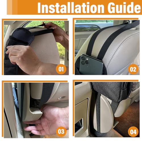 WeddHuis Multifunktionale Autositz Aufhängetasche mit Mehreren Taschen für LKW, Van, SUV, Faltbare Auto Aufbewahrungstasche, Netztaschen, Autositz-Seitenorganisator, Auto Organizer (Schwarz)