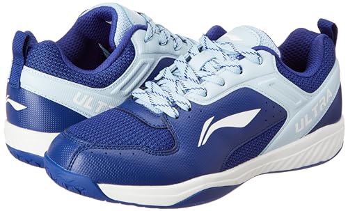 Image of Li-Ning Unisex-Adult Ultra Speed Non-Marking Badminton Shoe|Indoor Sports|Stability Heel, Prototypical Sole, Lightweight Shoe (Navy Blue /Light Blue,UK 4)