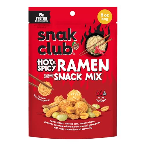 Snak Club Hot & Spicy Ramen Flavored Snack Mix with Peanuts & Cashews 8 oz