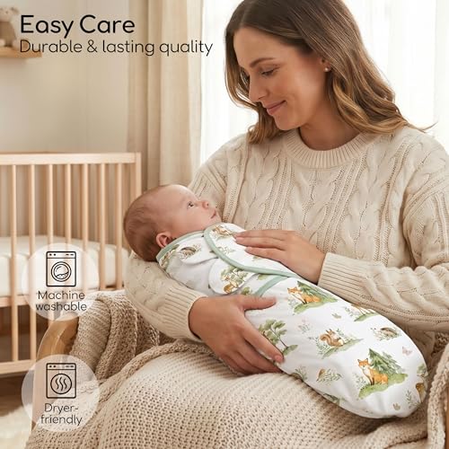 Image of Cotton Swaddles for Newborn, Baby Newborn Swaddle 0-3 Month | 2-Pack Soft Adjustable Newborn Swaddle Sleep Sack, Baby Girls & Boys,Wrap Nursery Infant Swaddling Blankets Jungle Animals