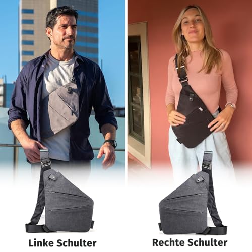Gipfelfreund Anti Diebstahl Tasche, Diebstahlsichere Tasche, Crossbody Bag, Umhängetasche Damen, Damen-Schultertaschen, Brusttasche Herren, Sicherheitstasche Reise für Herren